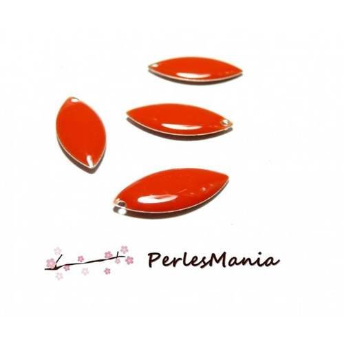 10 sequins médaillons émaillés biface navettes 23mm rouge orange, diy