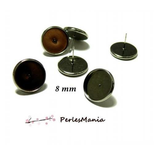 10 supports de boucle d'oreille puce 8mm gun qualite laiton