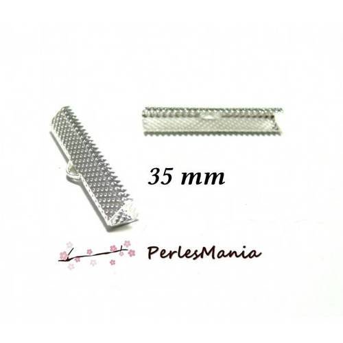 Pax 50 griffe pince attache ruban 35mm argent platine serre fils s11129735