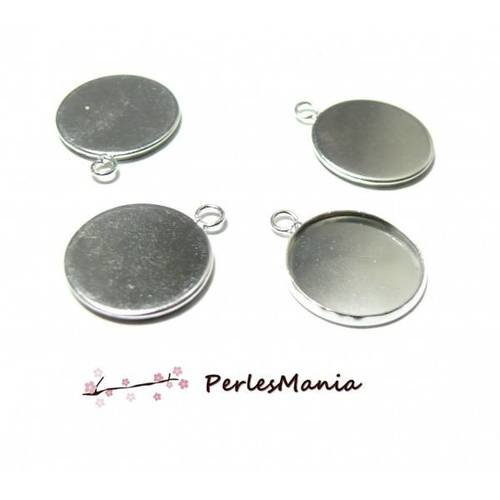 Pax: 30 support de pendentif qualite cuivre attache ronde 12mm argent platine s1153191