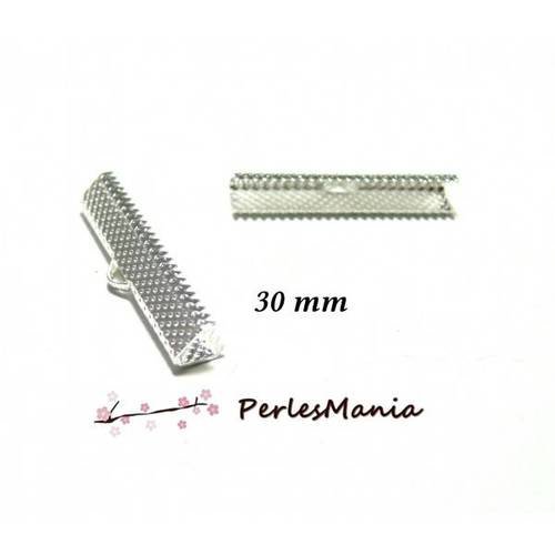 Pax 50 griffe pince attache ruban 30mm argent platine serre fils s11129734