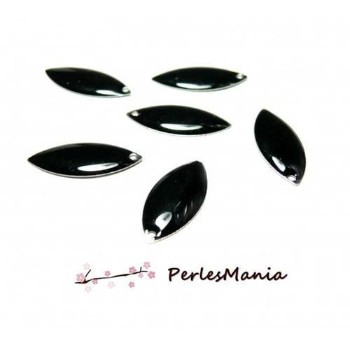 10 sequins médaillons émaillés navettes 23mm noir, diy