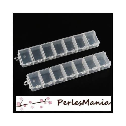 1 boite box de rangement rectangle avec couvercle 7 compartiments apprêt,perles,boutons p21y11