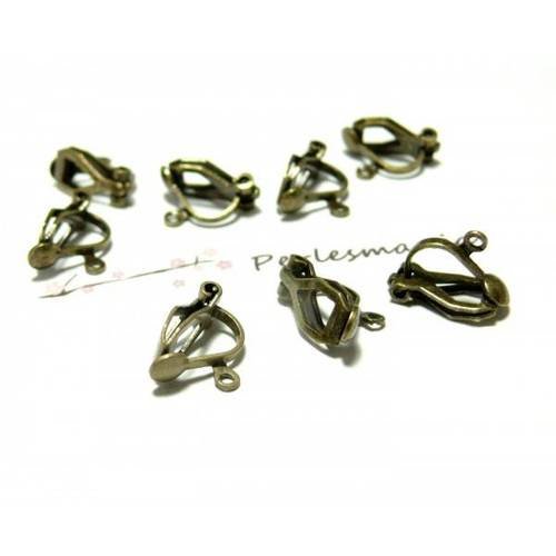 Pax 50 boucles d'oreille clips bronze avec anneau d'accroche s1169829