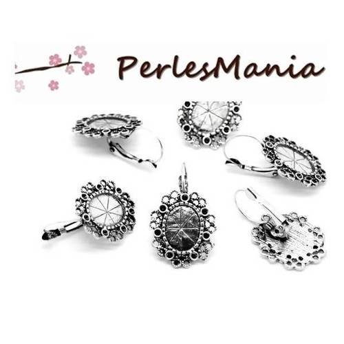 1 paire de boucle d'oreille dormeuse vintage vieil argent ( s1116680 ), diy