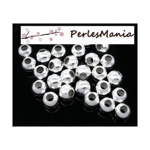 Pax 50 perles intercalaires passants 8mm argent vif s116313