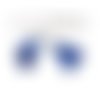 Pax: 10 pompons breloque passementière argent platine fleur bleu nuit s1183512