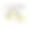 Pax: 10 pompons breloque passementière argent platine fleur jaune pale s1083515