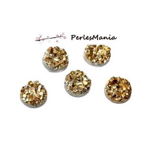 Pax 50 cabochons plat druzy, drusy ronds 10mm s1179958