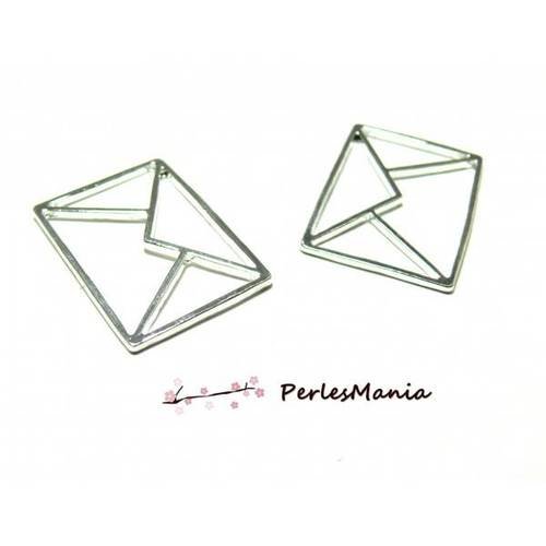 Pax 5 pendentifs, breloque 31mm enveloppe origami argent vif s1184239