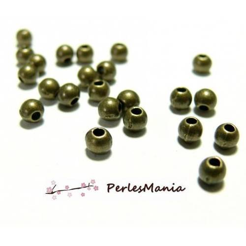 Lot d'environ 500 perles metal intercalaires rondes lisse 2mm metal couleur bronze