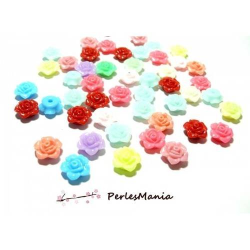 50 pendentifs petites fleurs acrylique multicolores perles intercalaires 12mm ( s1143092 )