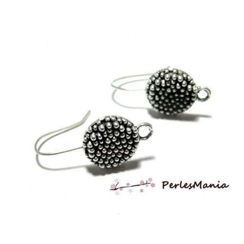 10 supports boucles d'oreille de boucle d'oreille picot metal argent antique ( s1128523 )