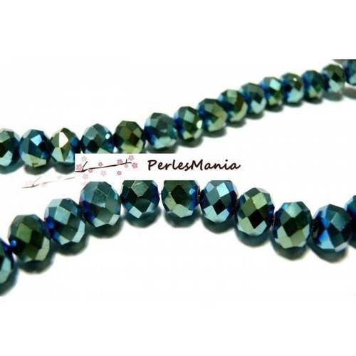 1 fil d'environ 70 perles facettées rondelles bleu vert 6 par 8mm ref 2j1414