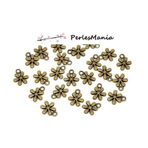 Pax 50 pendentifs fleurs 13 par 11mm metal couleur bronze s1114446