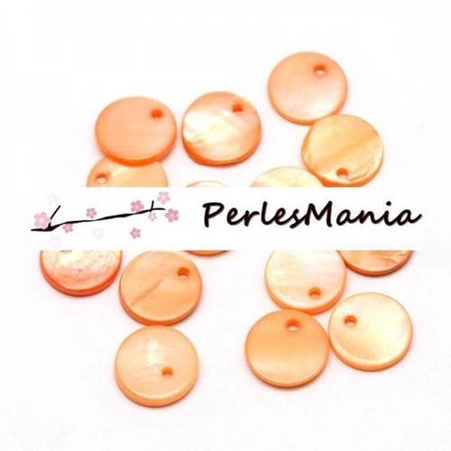 20 perles pendentifs nacres pastilles 11mm orange h313d