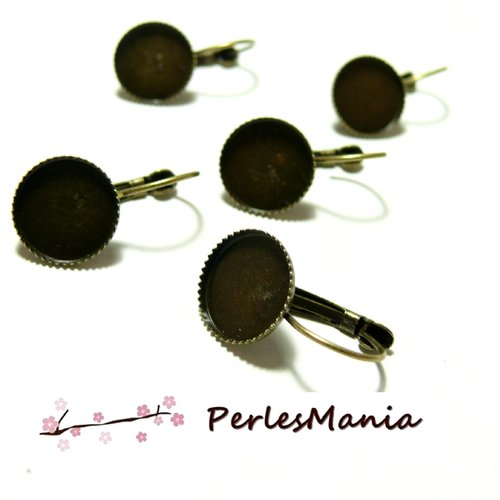 Lot de 10 boucle d'oreille dormeuse plateau metal couleur bronze 14mm s116989