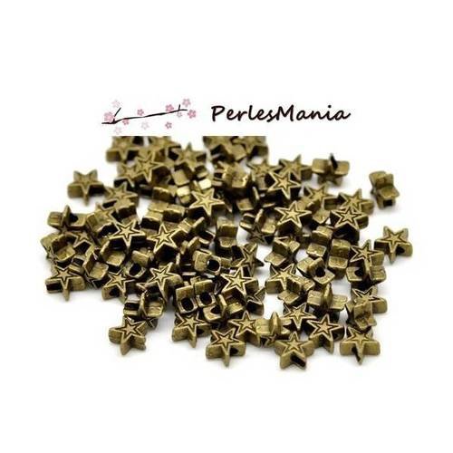 Pax 300 perles intercalaires passants double etoile 6mm metal couleur bronze s114987