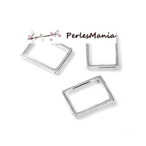 Pax 30 pendentifs anneaux fermes forme rectangle metal argent vif 15x11mm s1186261