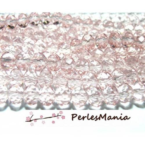 1 fil de 70 perles rondelles facettees 8 par 10mm verre rose pale 2j1431