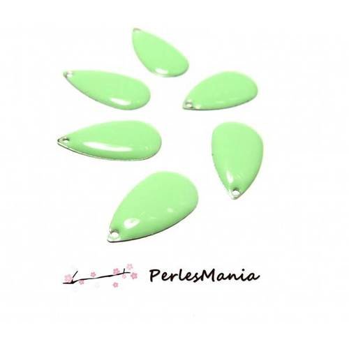 10 sequins emailles forme goutte d'eau vert pastel 21mm, diy