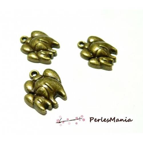 30 pendentifs éléphant maman et bébé 2y3804 metal couleur bronze