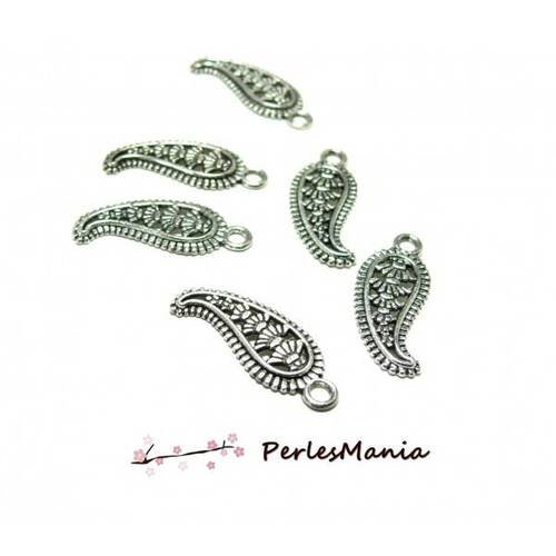 10 pendentifs chili eventail argent antique ( s1164093 )