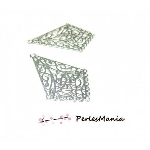 4 estampes pendentif multiconnecteur filigrane hindi de 35mm argent vif
