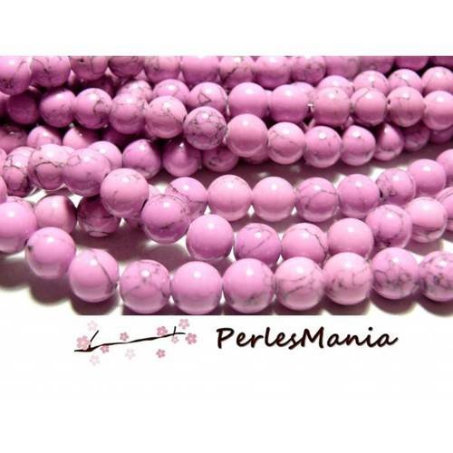 1 fil d'environ 50 perles rondes howlite rose 8mm