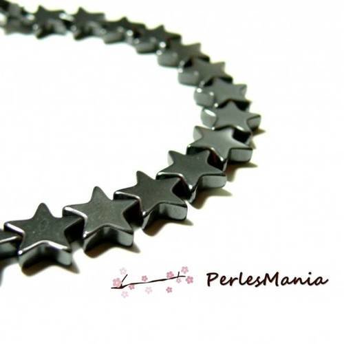 1 fil d'environ 55 perles hématite étoiles plat 8mm gris metallisé