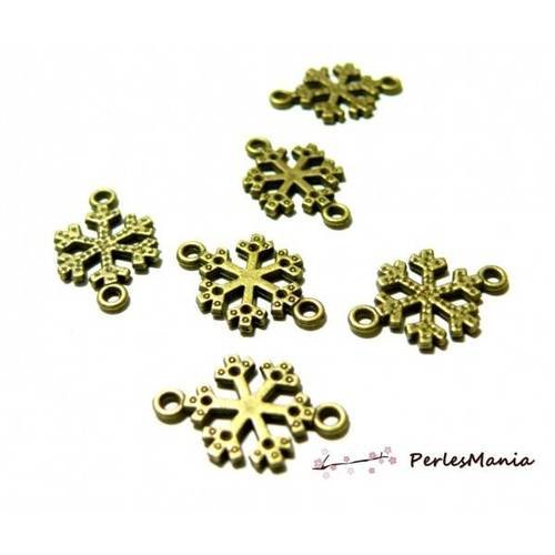 50 breloques pendentifs connecteurs étoiles des neiges bronze ref 71
