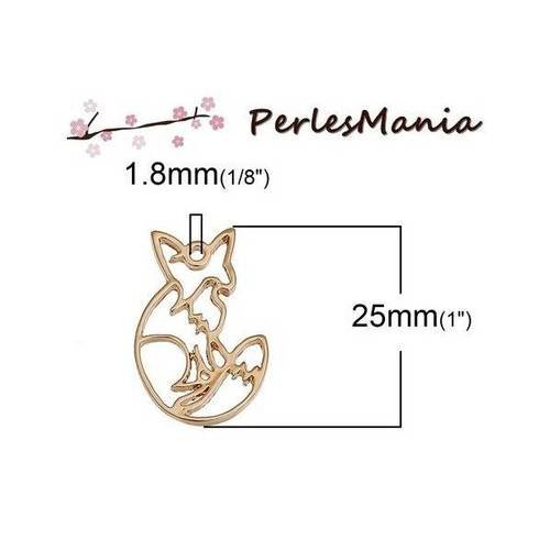 Pax 5 pendentifs, breloque 25mm renard origami dore s1189875