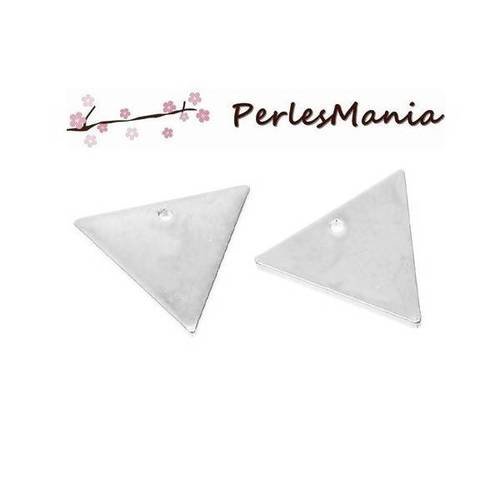 Pax 10 breloques pendentif triangle 14 par 12mm metal argent vif s1187361