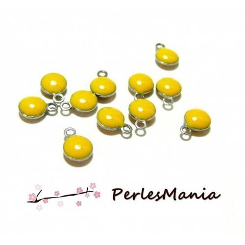 10 sequins médaillons émaillés biface rond 3d taille 6mm jaune ref 42