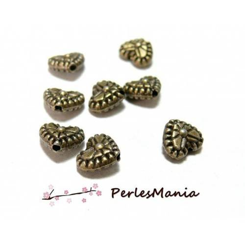 Pax environ 100 perles intercalaires 2b7207 coeur biface metal couleur bronze