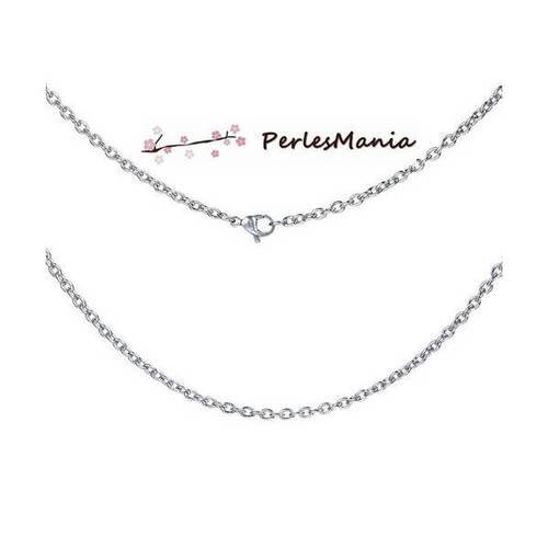 Pax 10 colliers 43cm chaine maille 2 par 1.5mm argent platine qualite sup ref 200