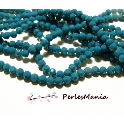 1 fil d'environ 100 perles rondes à facettes en verre 4mm bleu petrole h166402g