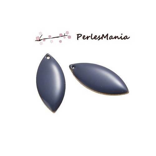 Pax 5 sequins médaillons émaillés biface navettes 23mm gris s1193106