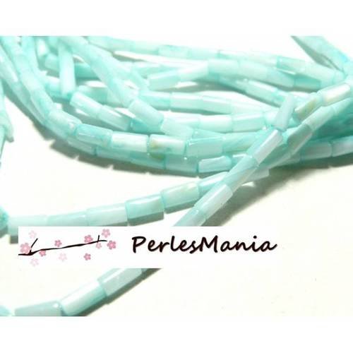 10 perles colonne nacre bleu pale en 8 par 4mm ( h1603 )