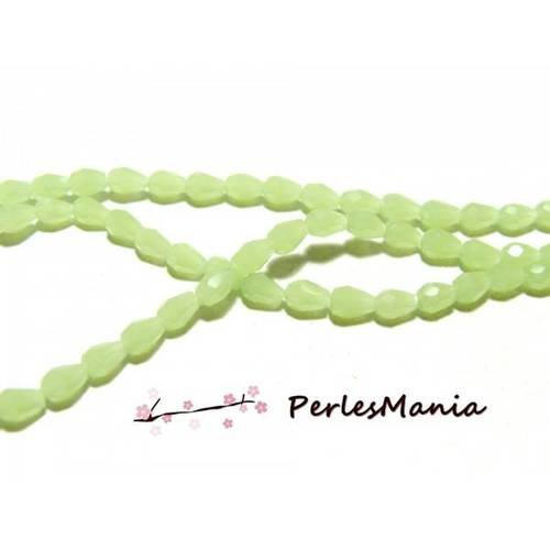 1 fil d'environ 100 perles à facettes mini goutte en verre 5x3mm vert pastel h114225