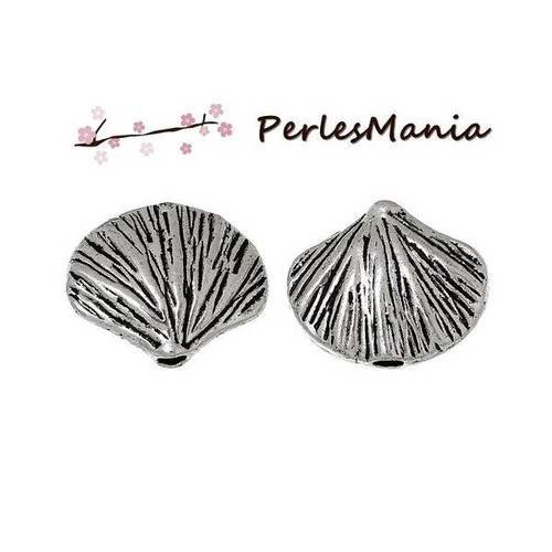 Pax environ 50 perles intercalaires coquille saint jacques metal couleur argent antique s1171642