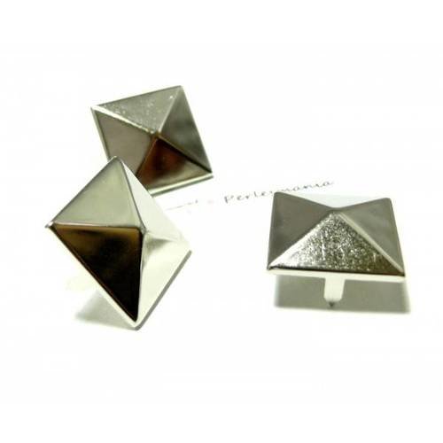 Pax 50 clous rivet 15mm pyramide carré à 2 griffes argent platine