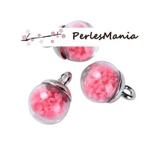 Pax 10 pendentifs globes bulles en verre s illumine la nuit rose socle argent s1195057