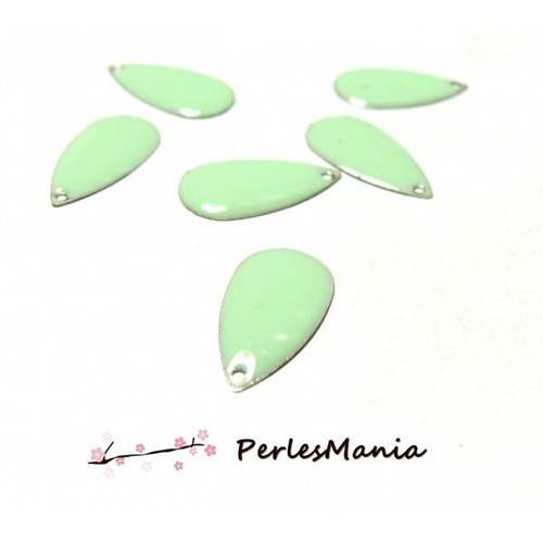 20 sequins emailles forme goutte vert pastel a009 21mm, diy