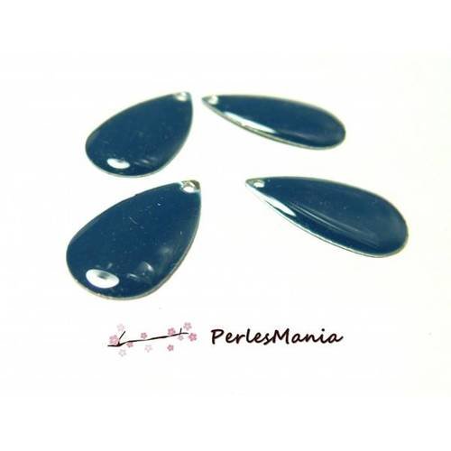 20 sequins emailles forme goutte bleu petrole a067 21mm, diy
