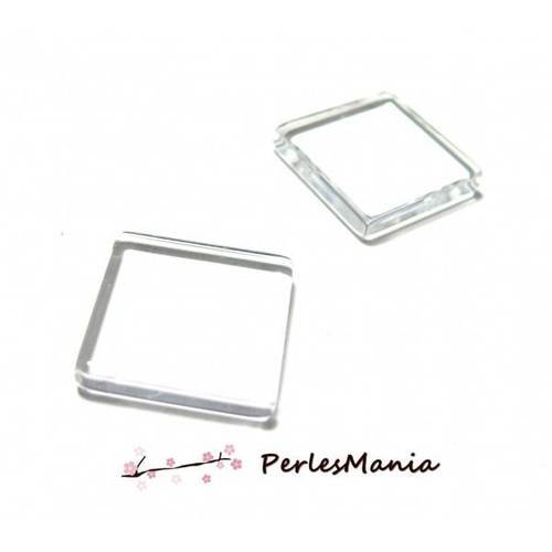Pax 10 pieces cabochons en verre carré plat 25mm s115124