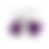 Pax: 10 pompons breloque passementière argent platine fleur violet s1183513