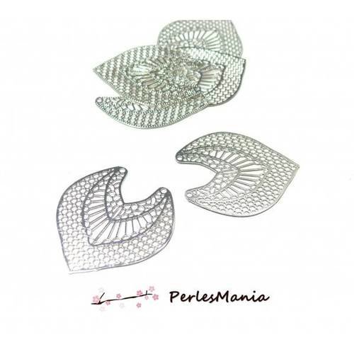2 estampes pendentif filigrane forme goutte argent vif de 35mm b4282