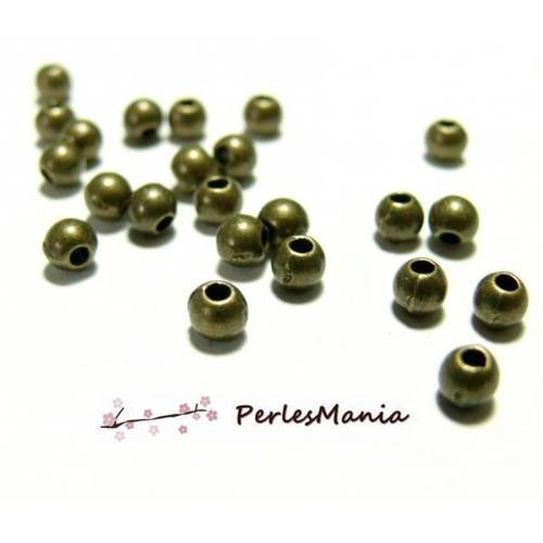 Pax 200 perles metal intercalaires rondes lisse 6mm bronze ref 99