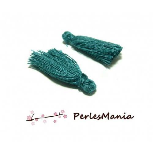 10 minin pompons breloque passementière coton bleu canard 25mm ( s1170981 )